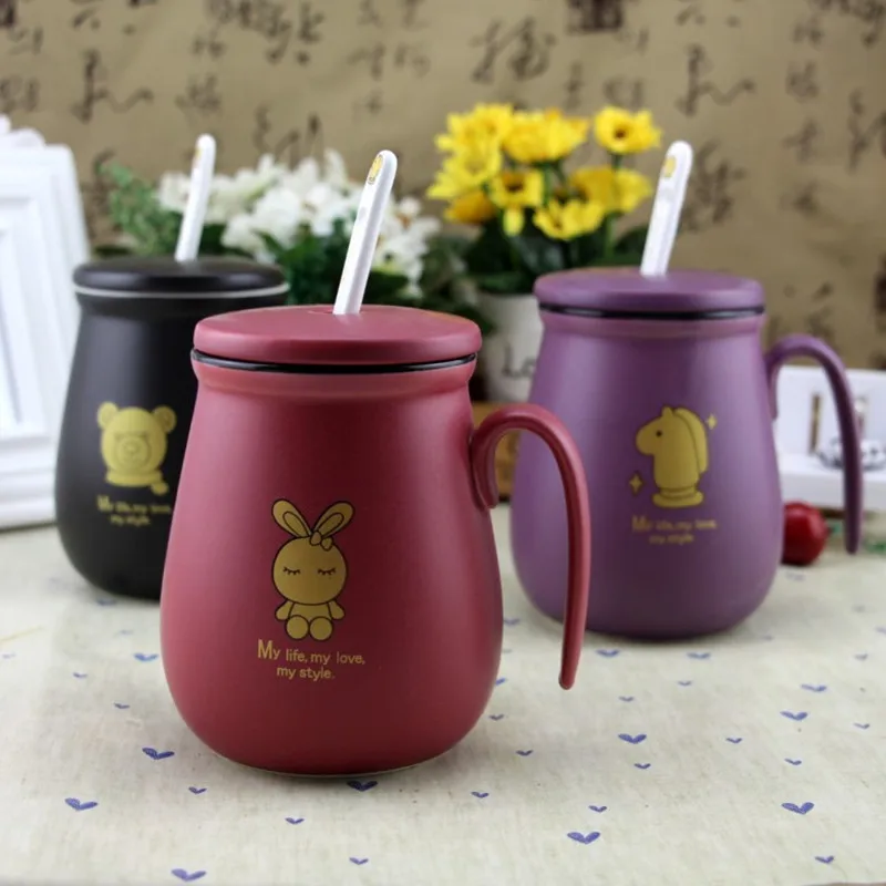 Креативный мультфильм керамические кофейные кружки с крышкой пара фарфоровая