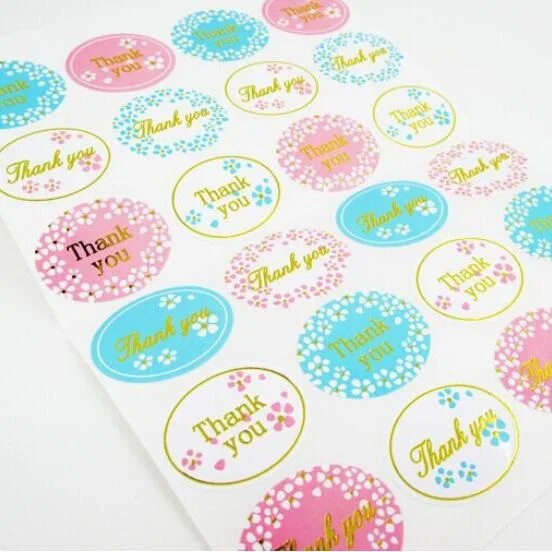 

120pcs/lot Round Golden "Thank you" series color seal sticker for baking DIY Package label Decoration label stickers