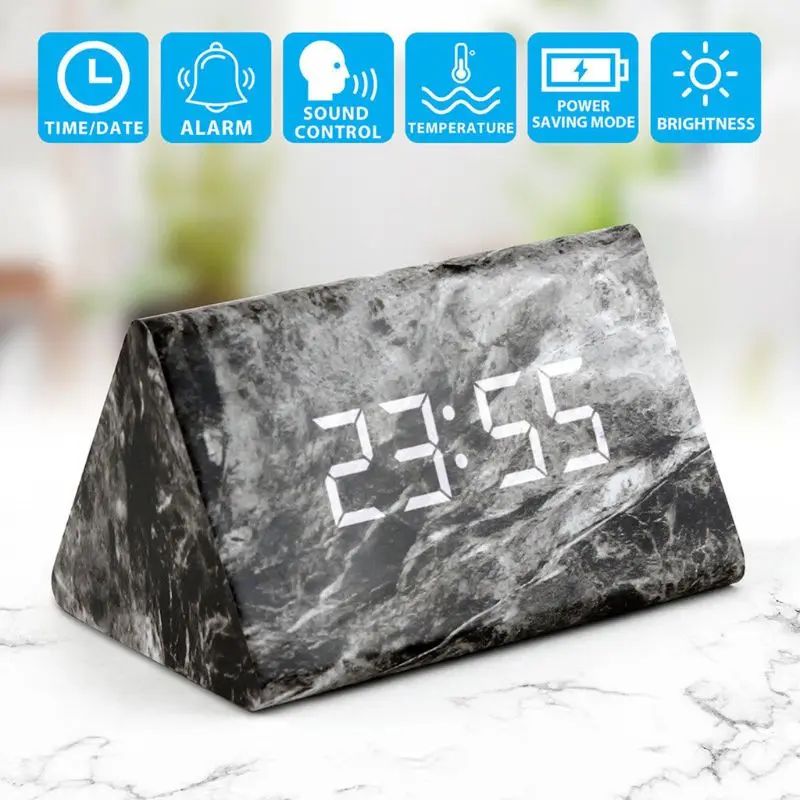 

Marbling LED Clock Electric Timer With Dual Power Multi-Function Voice Control Screen
