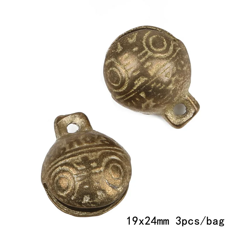 19mm x 24mm 3pcs 1-15 шт., латунный материал, китайский шарм в виде колокольчика на удачу для браслета и ножного браслета, ювелирные аксессуары, изготовление и подвеска для домашних животных - Цвет: 19mm x 24mm 3pcs