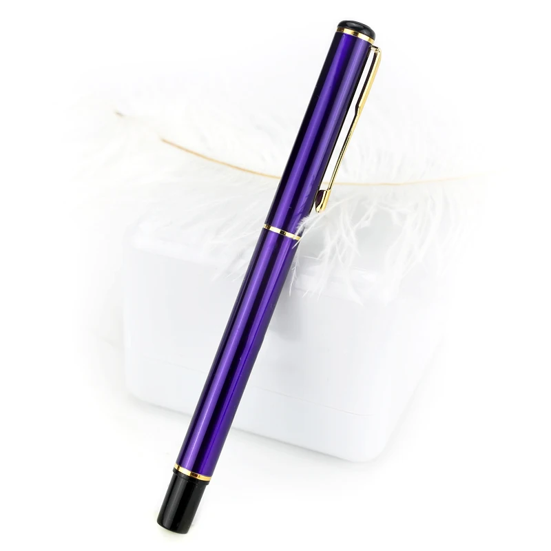 Purple 1 шт Новые Бизнес мужские подарки гелевые ручки металлические подписи гравировальные перья Персонализированная ручка студенческие канцелярские принадлежности Бесплатный лазерный логотип - Цвет: Purple