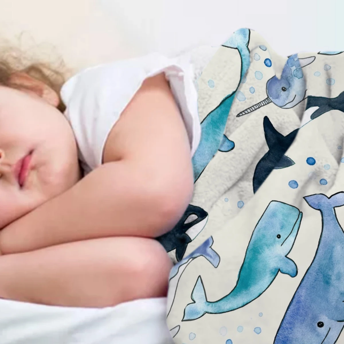 Китов Orcas& Narwhals плед теплое одеяло из микрофибры фланелевое одеяло