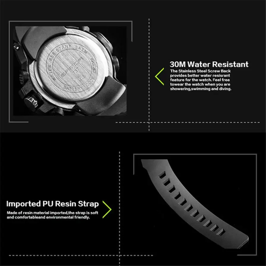 Sport Watch Luxury Double Display Cold Light Electronic Waterproof Mens 10.12 | Украшения и аксессуары