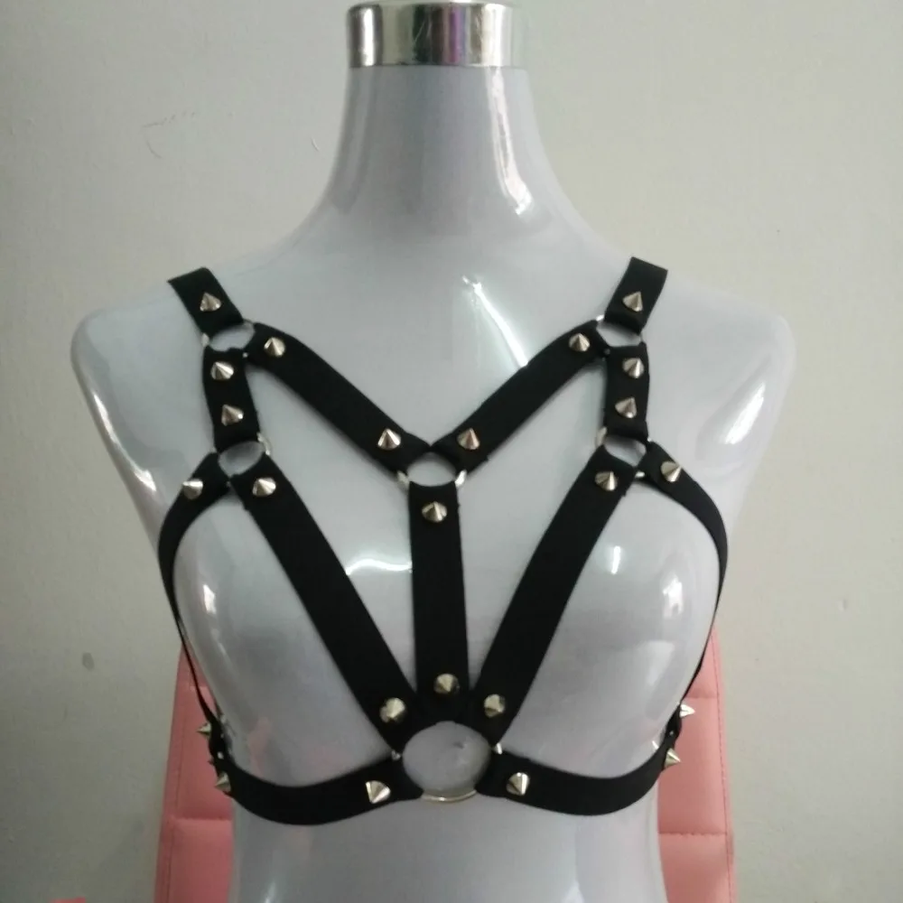 2017 новая мода пастельный гот Женский Шипованный ремень бюст бандаж бюстгальтер