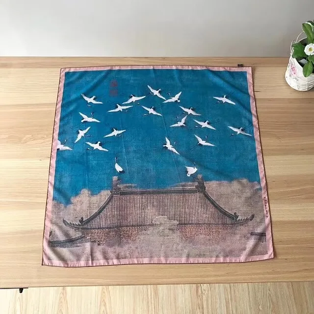 Китай SONG Dynasty Crane дизайн 70*70 см квадратный шарф женский ручной работы шейный