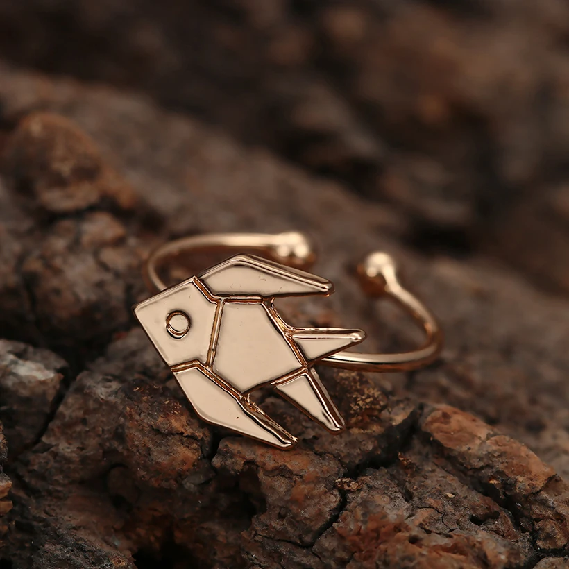 30 Шт. Золото Посеребренная Симпатичные Оригами Тропические Рыбы Кольца для