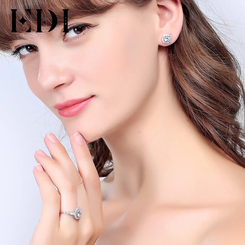 EDI Мода 100% натуральная 0.8ct moissanites кольцо с бриллиантом 14 К 585 Белое золото Свадьба