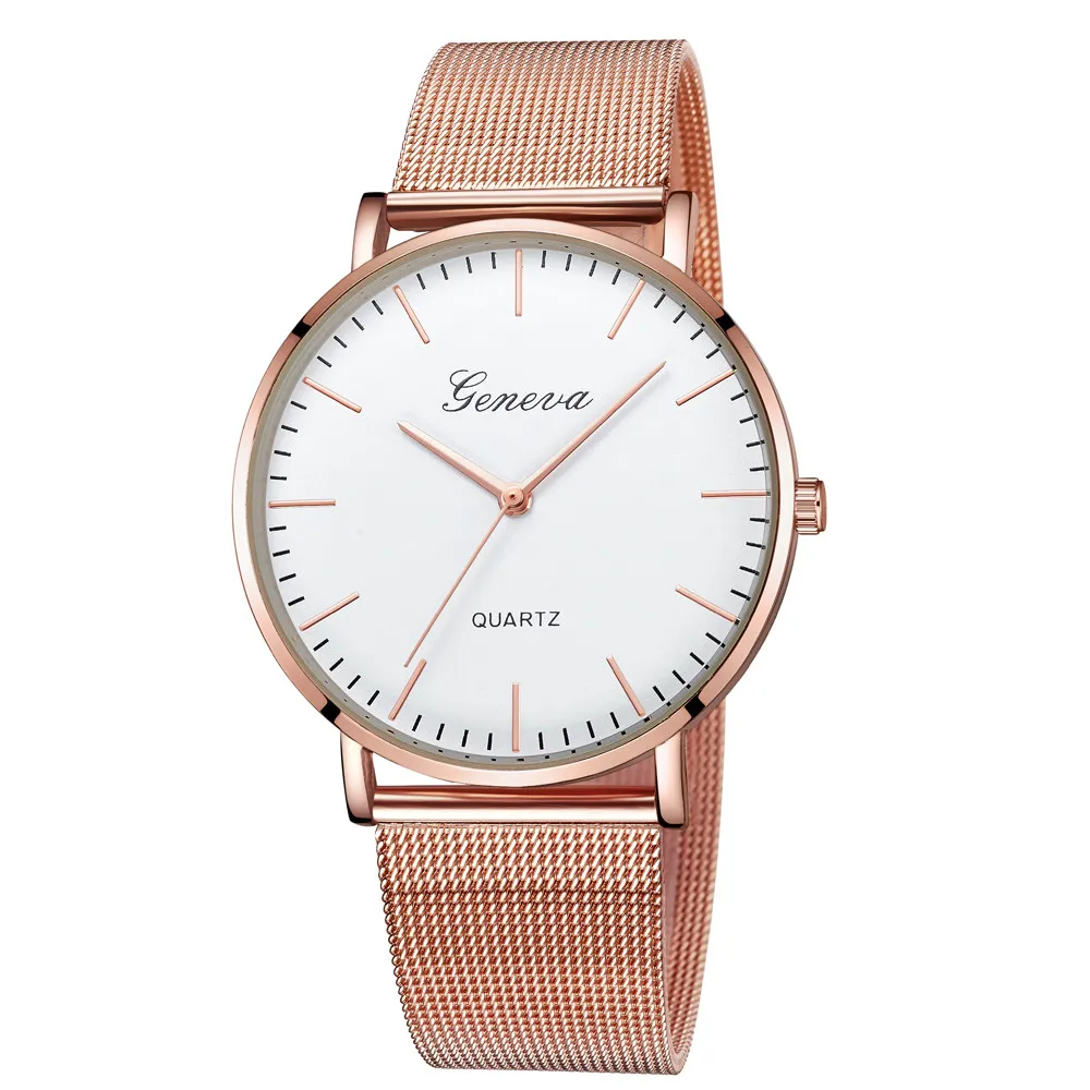 

GENEVA Watches Womens 2018 New Brand Classic Quartz Stainless Steel Wrist Watch Bracelet Female Lady Watch relogio feminino A2