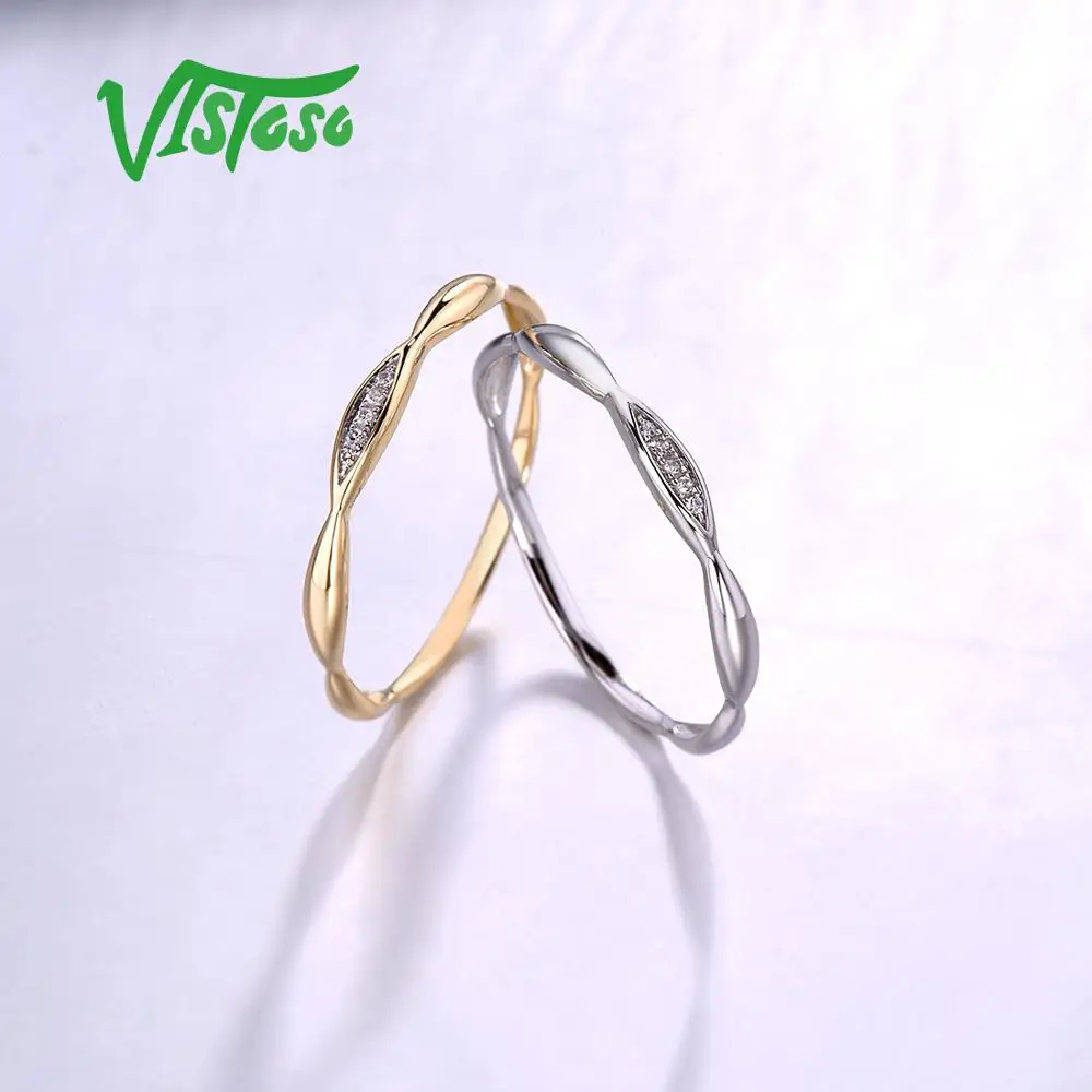 VISTOSO золотые кольца для женщин Подлинная 14 к желтое/белое золото кольцо блестящий