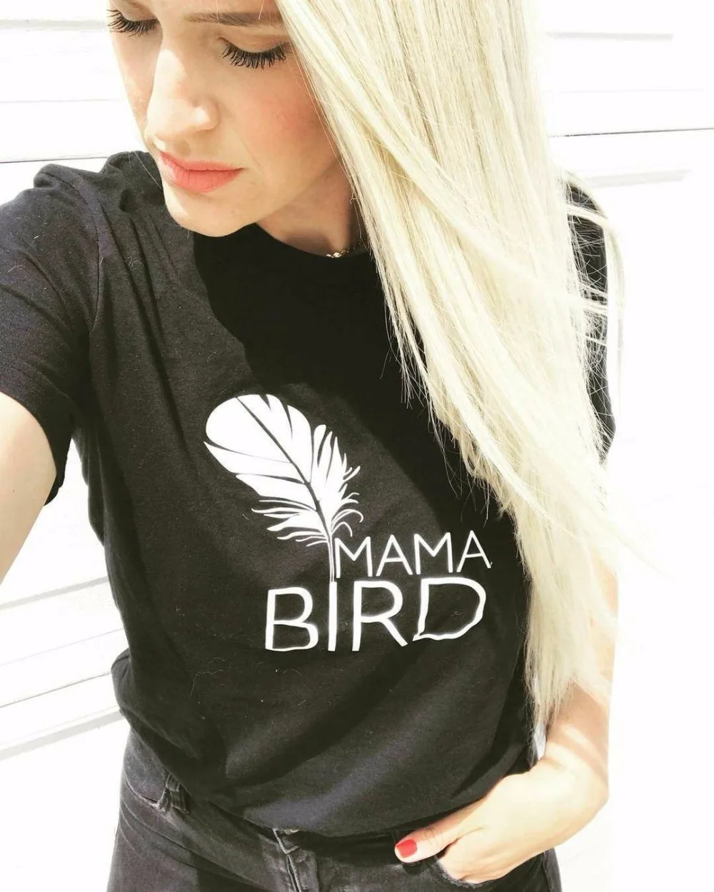 I Love MAMA птица прекрасный подарок на день матери женская мода перо Графический