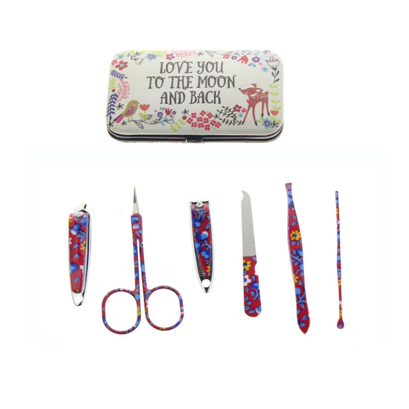 Набор для профессионального маникюра в виде совы 6 шт./компл. с цветочным принтом 2