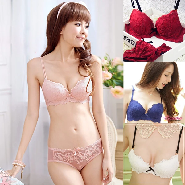 Women Lace Bra Set Push Up Three-breasted Underwear Outfits Cup ABC | Женская одежда