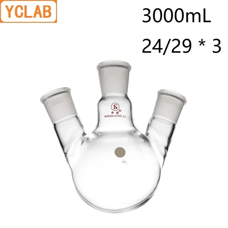 YCLAB 3000 мл 24/29*3 дистилляционная фляга 3л косая форма с тремя шейками стандартные