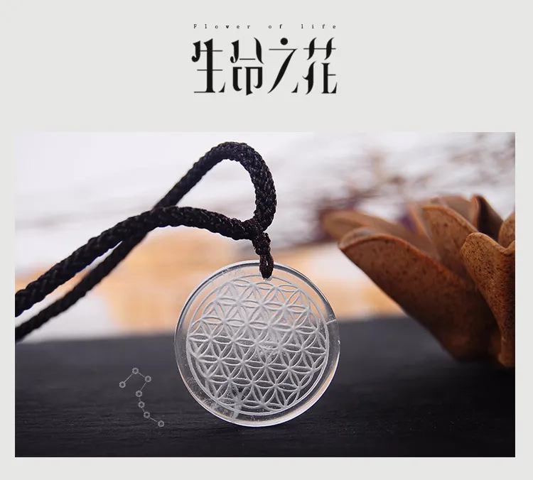 35 мм высокое качество натуральный камень кварц кристалл кулон цветок жизни