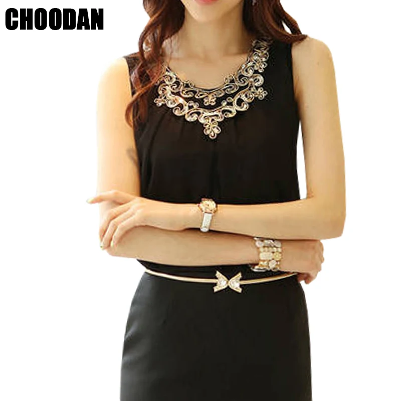 Женская шифоновая блузка без рукавов с блестками и вышивкой большие размеры 5XL 6XL