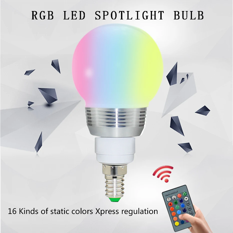 RGB Светодиодная лампа E27 E14 16 цветов Волшебная светодиодная Ночная с регулируемой