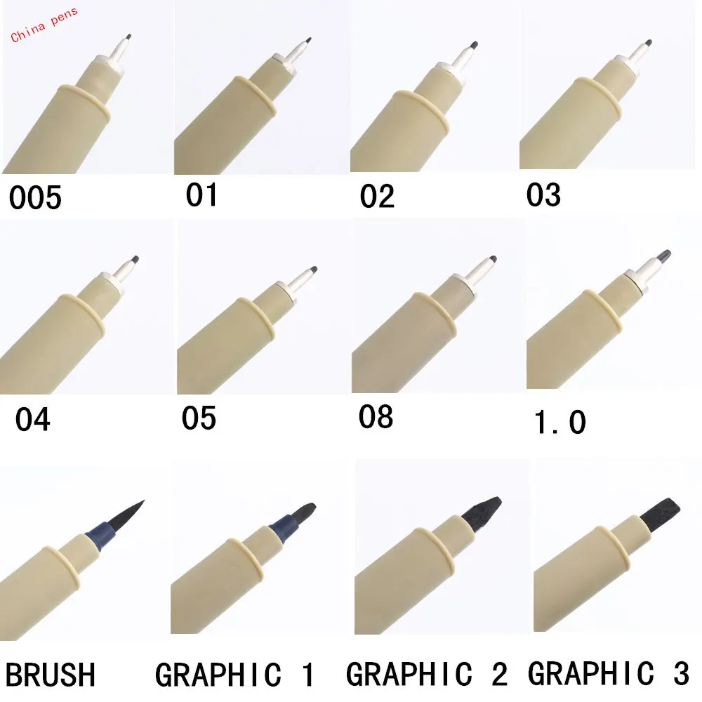 12 numbe pigma Micron иглы водонепроницаемые тонкие линии Черный Эскиз маркер ручка для дизайна кисть манга рисунок манга товары для рукоделия