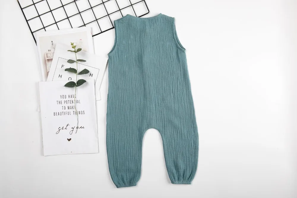 Лето 2019 г. для маленьких девочек и мальчиков модные повседневные Комбинезоны