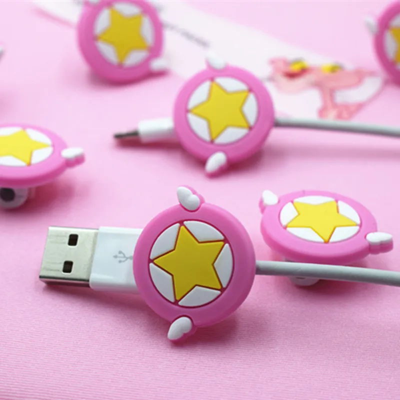 Супер звезда мини милый силиконовый USB кабель протектор линия передачи данных