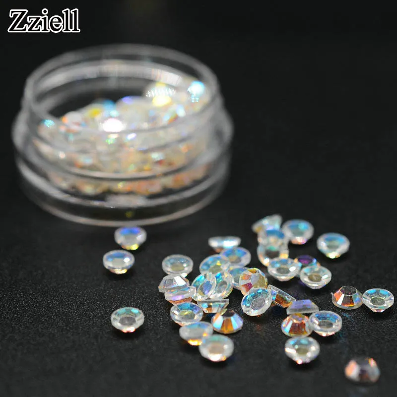 Zziell 100pcs Crystal AB Diamond Rhinestones Glass Nail Art Decoration Gel Manicure Round Shape Accessoires Top Sale | Красота и