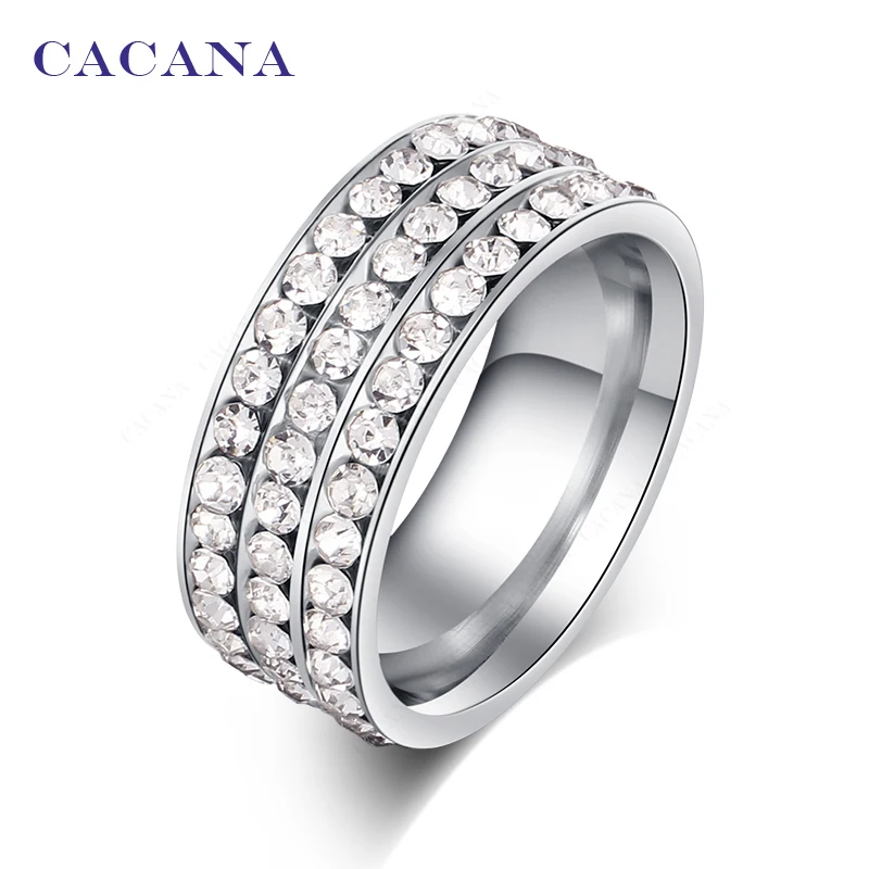 

CACANA Stainless Steel Rings For Women Fashion Jewelry Wholesale NO.R56