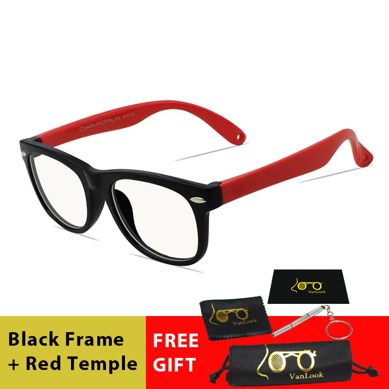 Black Red Vanlook Дети экран очки игровой синий светильник Блокировка защитный компьютер для мальчиков девочек ребенок Kacamata анти радиус силиконовый - Цвет оправы: Black Red