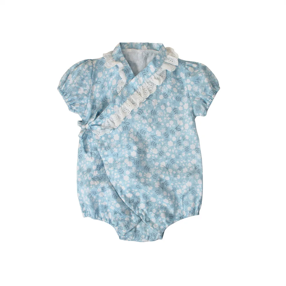 Blue Кимоно детская одежда в японском стиле детская одежда для девочек Комбинезон Ретро Халат Форма одежда Пижама для младенцев цветочный костюм - Цвет: Blue