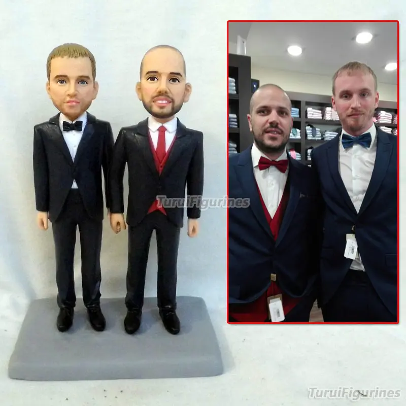 bobblehead custom Wedding Cake Topper Statue with two dog Custom Bride Groom Stablemate animal personalised | Дом и сад