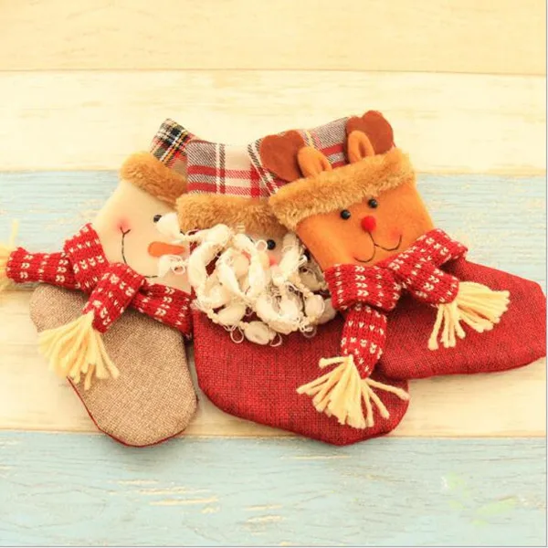 Рождественский чулок маленький клетчатый носок Санта Клауса Подарочная сумка