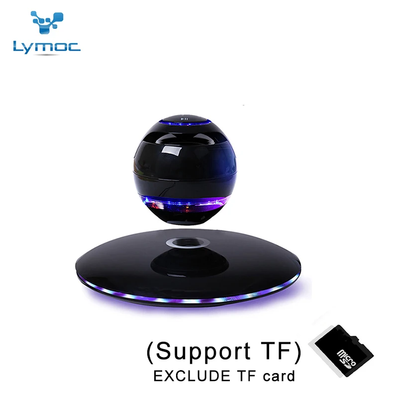 LYMOC Новые магнитные левитационные Bluetooth колонки Беспроводной Bluetooth Сабвуфер 7 цветов Мода раздельное вращение для всех телефонов - Цвет: Black TF card
