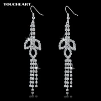 toucheart romantic wedding earrings for women long crystal tassel earrings fashion silver color jewelry chritmas gift ser150007