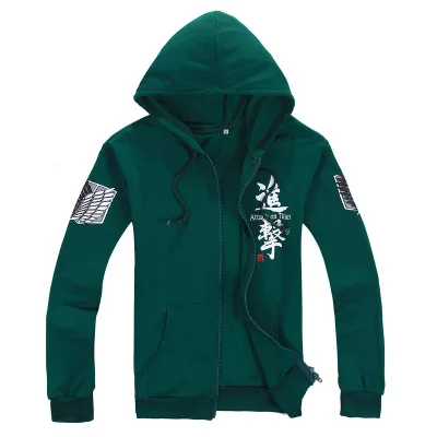 Green style 2 Японский Аниме Shingeki нет kyojin косплэй костюм атака на толстовки для мужчин женщин куртка пальто Jiyuu без Tsubasa печати - Цвет: Green style 2