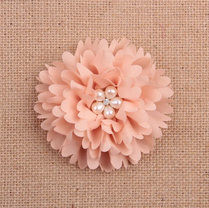 Yundfly 10PCS Baby Girls DIY Hair Accessories Flatback Chiffon Peony Flower with Pearl Rhineston Button | Мать и ребенок