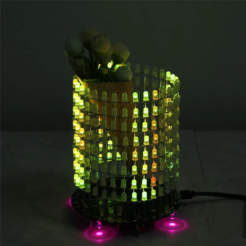 RGB светодиодный матричный светильник мечты круг DIY Набор музыкальный спектр модуль 8x32 точечный матричный электронный Забавный светодиодный светильник матрица DIY Электронный
