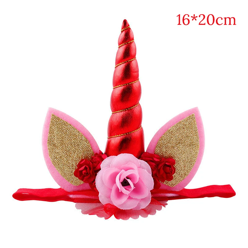 Headband Topper Cyuan Единорог день рождения торт крылья Декор мультфильм Единорог Торт Топперы День Рождения украшения Дети Кекс обертки торт Топпер - Цвет: Headband Topper