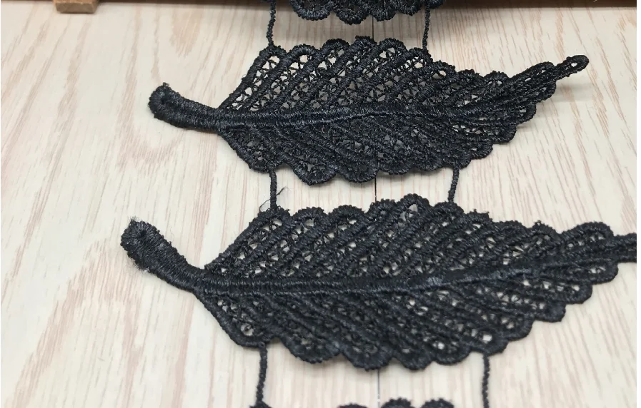 leaf black Кружевная одежда, аксессуары для экспорта, изящный белый бант, растворимое кружево, вышивка 6,5 см* 5 см, горячая Распродажа - Цвет: leaf black