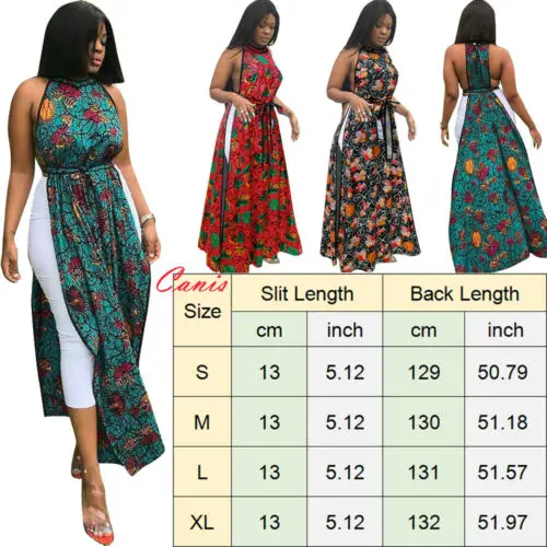 Sexy Women Boho Floral Bandage Sleeveless High Waist Slit Maxi Dress Summer Tops Ladies Long Dresses Female | Женская одежда