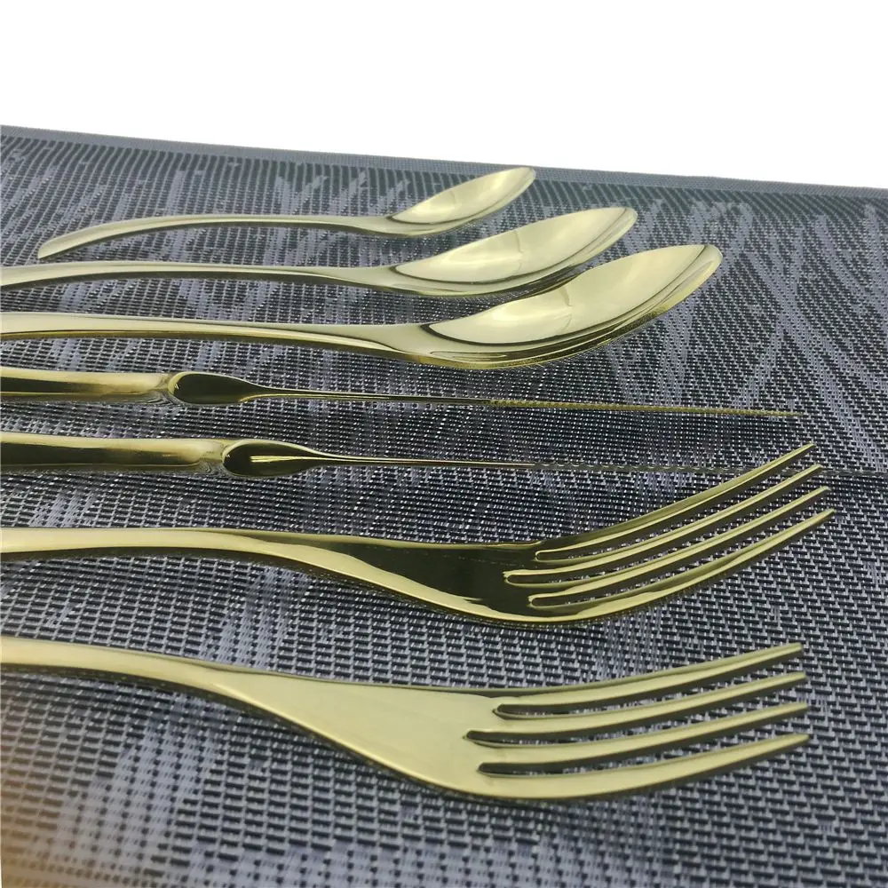 Новый блестящий набор посуды из нержавеющей стали цвета шампанского и золотого 1