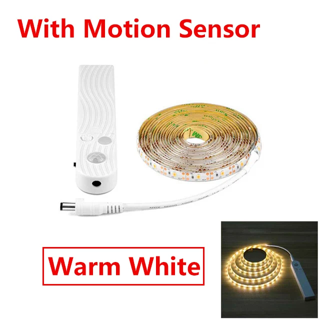 Sensor Warm White Светодиодный светильник с датчиком движения, Диодная лента, USB ТВ подсветка, лестничный шкаф, Ночной светильник, кухонная лампа, 1 м, 2 м, 3 м, домашний декор - Испускаемый цвет: Sensor Warm White