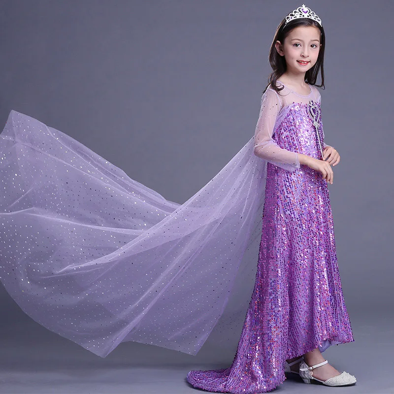 

ABGMEDR Brand 2018 New Tangled Dress Girls Children Sequined Clothing Girl Elsa Dress Kids Rapunzel Clothes Girls Party Dresses