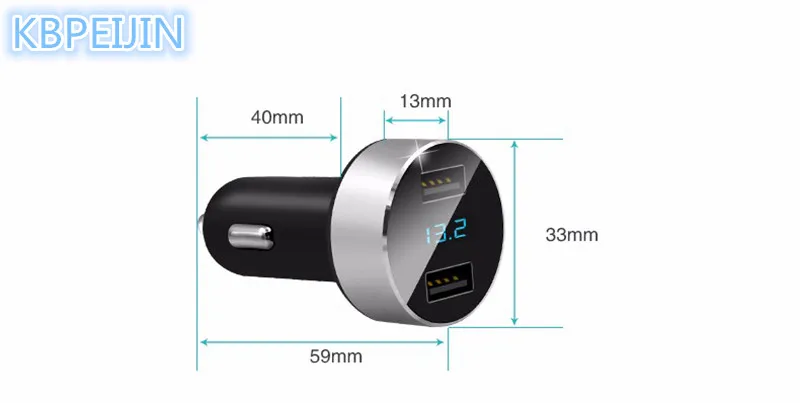 Умное автомобильное зарядное устройство с 2 USB-портами светодиодный дисплей