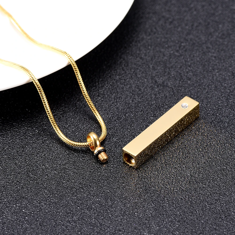 

IJD9918 Stainless Steel Cremation Keepsake Square Inlay Crystal Waterproof Pendant for Ashes Urn Souvenir Memorial Necklace
