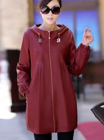 red Горячая женская кожаная куртка Дамская размера плюс XL-XXXXL-5XL кожаная одежда женская осенняя и зимняя женская куртка пальто - Цвет: red