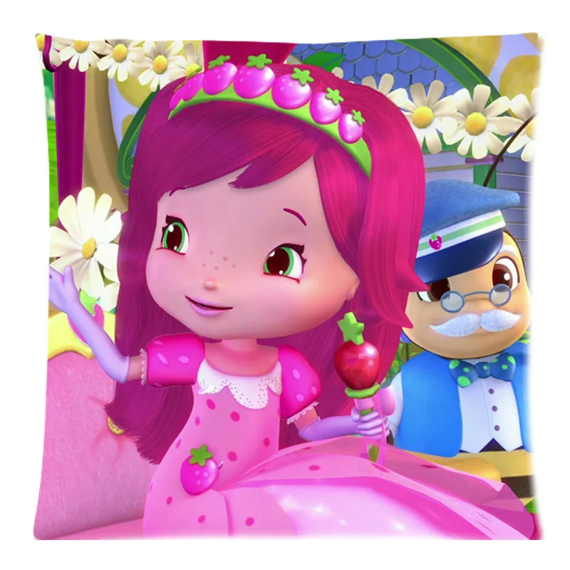 Красивая двухсторонняя наволочка из персиковой кожи с принтом клубники для