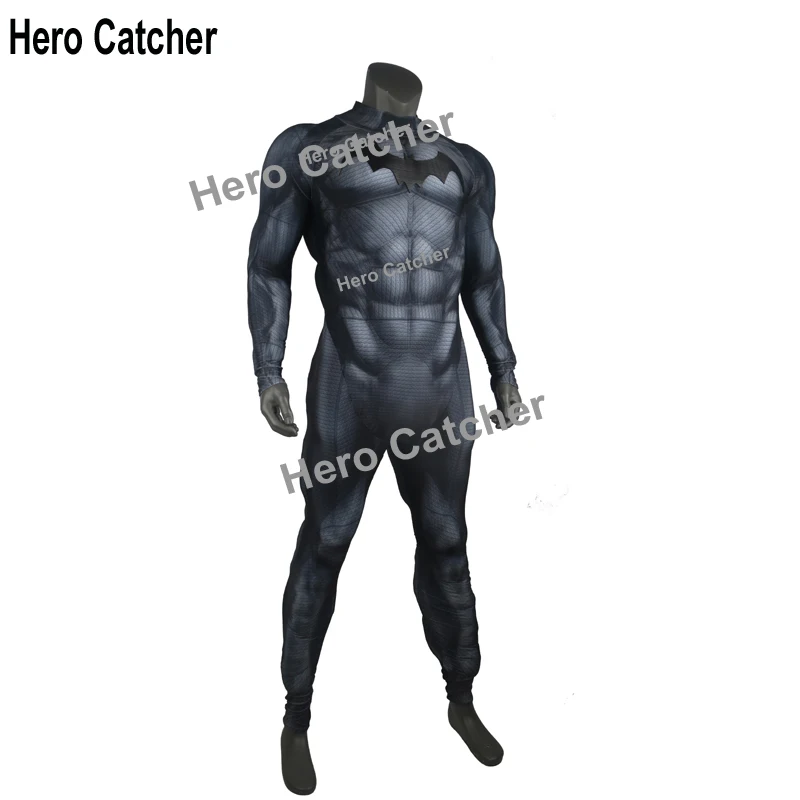 Герой Catcher высокое качество новая подкладка для мышц костюм Бэтмена, косплей с рельефом летучая мышь 3D мышечный оттенок костюм Бэтмена для мужчин