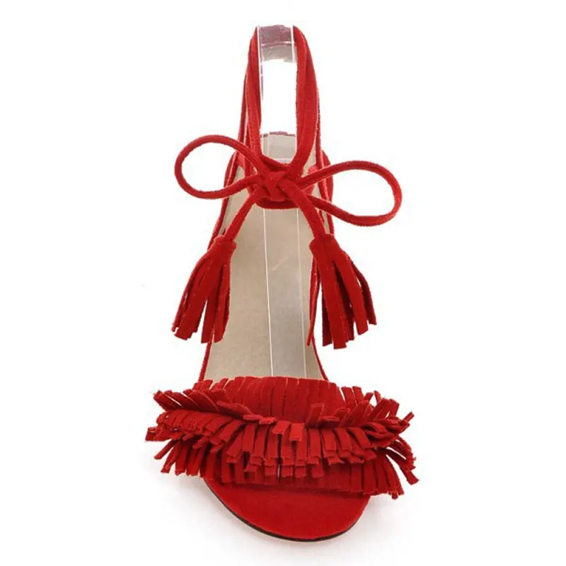 Новинка 2018 года пикантная обувь женские босоножки на высоком каблуке с бахромой