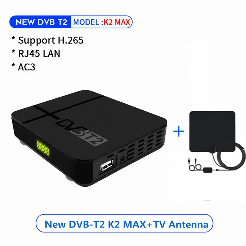DVB-TV Antenna Vmade DVB-T2 DVB-T ТВ тюнер приемник встроенный RJ45 H.265 HD цифровой эфирный рецептор Поддержка Dolby AC3 Youtube Мини ТВ приставка - Цвет: DVB-TV Antenna