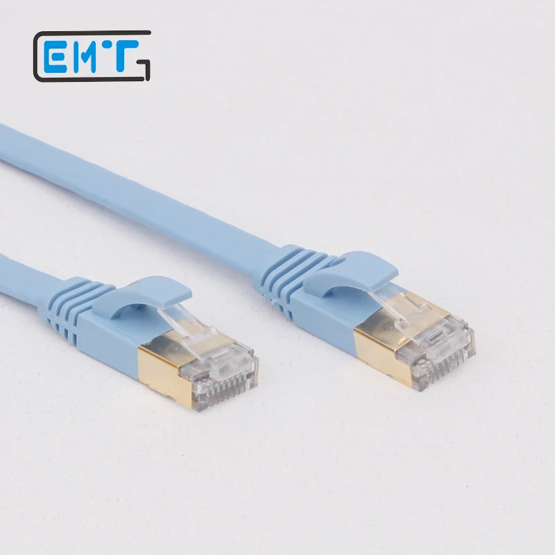 Cat 7 RJ45 экранированный Чистый медный LAN сетевой Ethernet-Кабель Интернет шнур синий 1 м