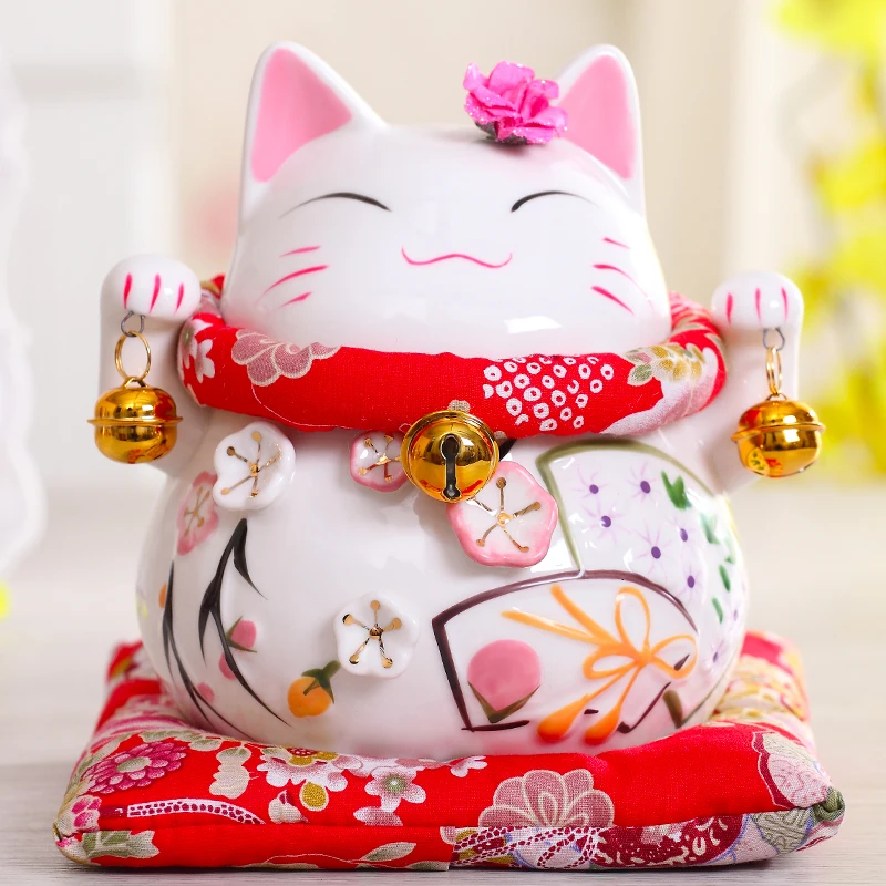 6 дюймов Maneki-Neko Керамический Китайский счастливый кот манит Фортуны фигурки