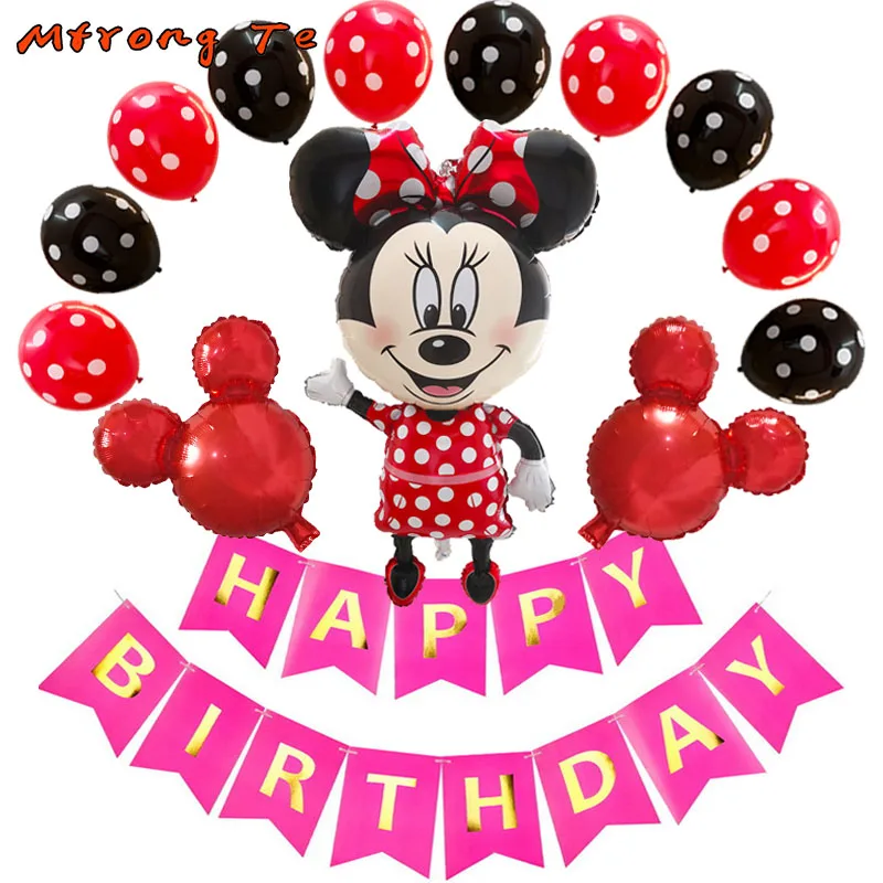 26 шт./лот большой размер Микки Минни Маус фольгированные шары с счастливыми баннеры для дня рождения классические детские игрушки День рождения Декор воздушных шаров